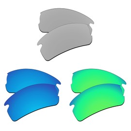 EZReplace Lenses Replacement for Oakley Flak 2.0 XL OO9188 Sunglasses (Polarized Lenses) - Fits Oakley Flak 2.0 XL Frame (Metal Silver+Ice Blue+Spring Green)