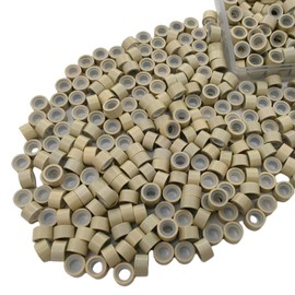 Aouuhe 500 Pcs Micro Link Rings Beads for Hair Extensions 5mm Silicone Lined Beads Microlinks Hair Extensions Tool (Blonde, 5mm 500Pcs)