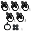 HDGSAFD Pack of 5 Black Ring Handles with 5 Screws