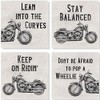Carson SS74398 Motorcycle Square House Coaster Set of 4, 4-inch