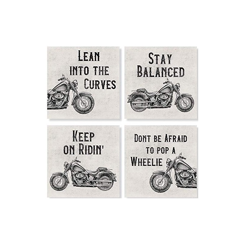 Carson SS74398 Motorcycle Square House Coaster Set of 4, 4-inch
