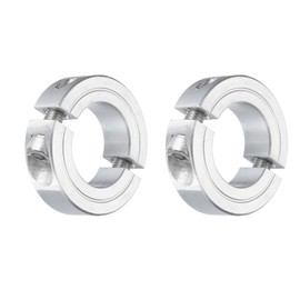 sourcing map 2Pcs Double Split Clamp-On Shaft Collar for 1" Shaft, Two-Piece Clamping Collar 1-3/4" OD, 1/2" Thickness, Aluminum Alloy Set Screw Split Collar Clamp