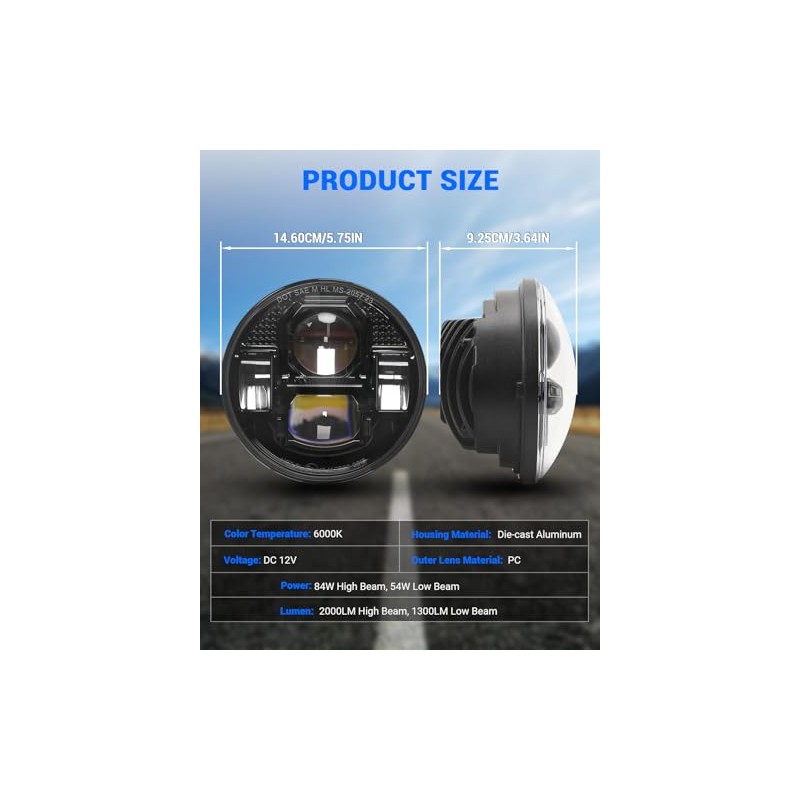 SUPAREE 5.75 Inch LED Motorcycle Headlight E-Approved Motorcycle Front Headlight