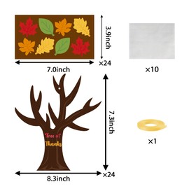 Haooryx 24 Pack Tree of Thanks Make Your Own Thanksgiving Tree Hanging Ornament, DIY Fall Thanksgiving Craft Kit Kids Classroom Autumn Thankful Art Project Activity Thanksgiving Party Home Decoration