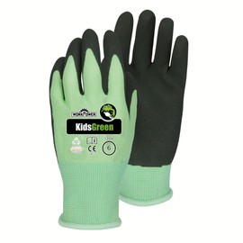 Scheibler Workwear - Kids Green Work Gloves - Gardening Gloves with Palm Coating & Elastic Back of the Hand - Available in Sizes 4 (Black/Red)