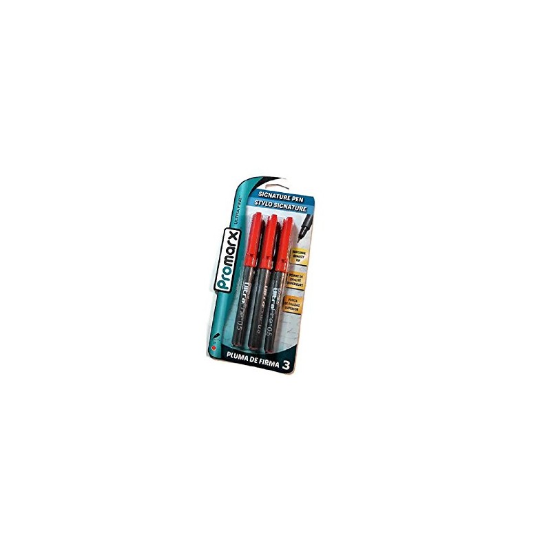 Promax Ultra fine 0.5 Signature Pen, Red Ink, 3 pack