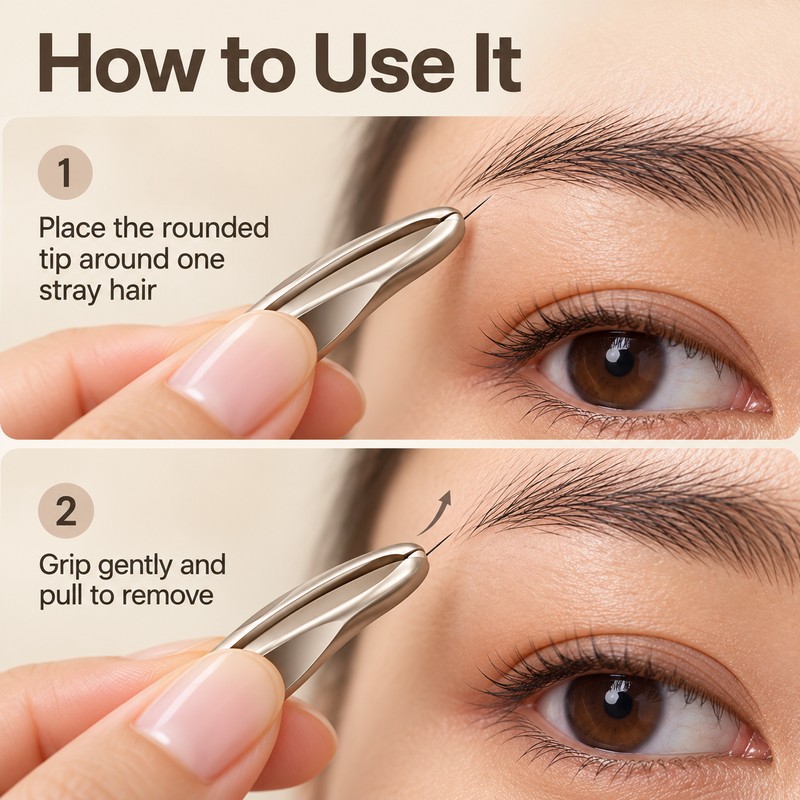 Eyebrow Tweezers for Precise Facial Hair Plucking - Rounded Tip,