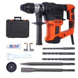 BHTOP Demolition Jack Hammer for Concrete,1-1/4 Inch Hammer Drill with Safety Clutch 4 Functions Cand Variable Speed with Drill Bits and Chisels for Concrete, Stone, Brick, Storage Case Included