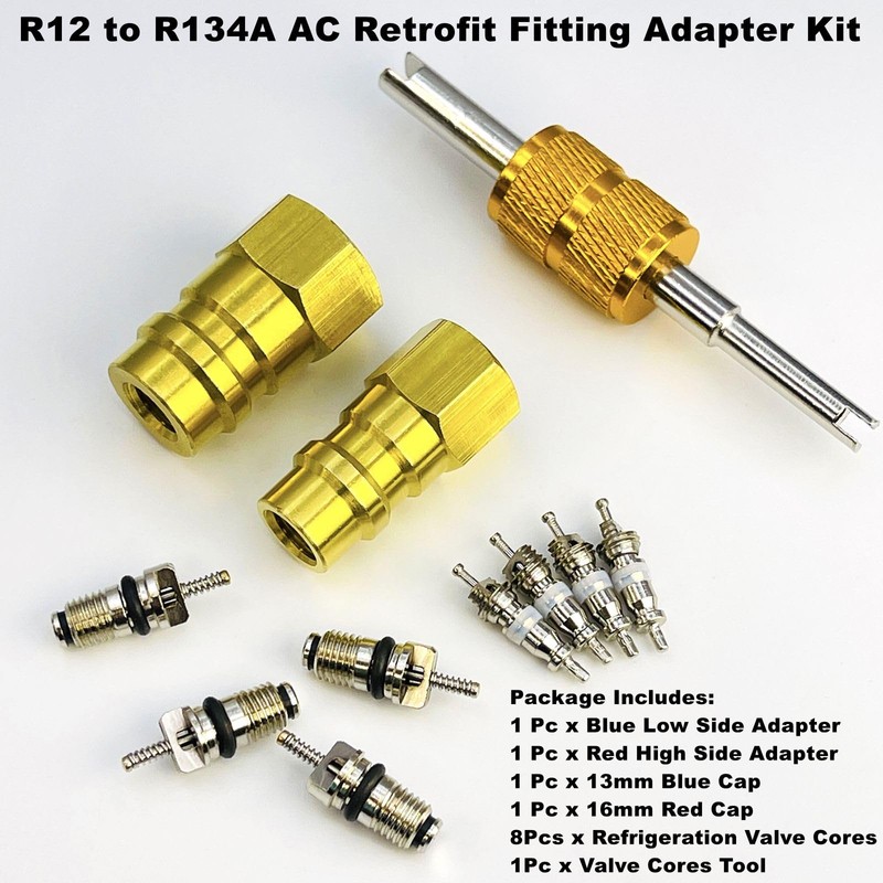 R12 to R134a AC Retrofit Fitting Adapter Kit, A/C Conversion