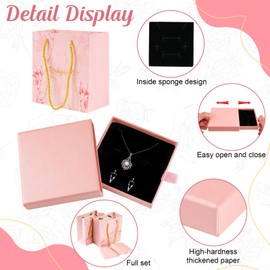 Deepton Jewellery Gift Box, Pack of 2 Jewellery Boxes, Jewellery Box with 2 Gift Bags, Jewellery Box, Small Jewellery Gift Box, Jewellery Box for Necklace - Pink