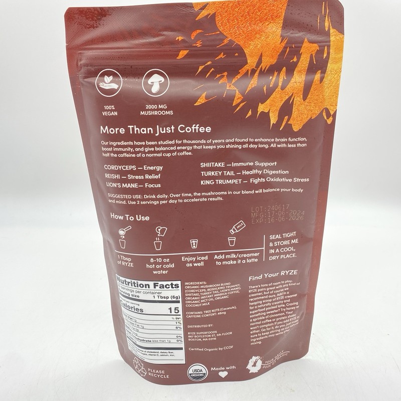 Ryze Organic Mushroom Coffee - 30 Servings - 6.35 oz.