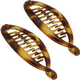 Camila Paris CP2192 2 Pack French Small Banana Clip Hair Comb Flexible Banana Clips Hair for Thin Hair Ponytail Holder Interlocking Banana Hair Clips Styling Hair Banana Clips for Women Made in France