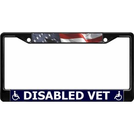 Disabled Vet Black License Plate Frame