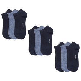 Camano 9 Pairs of Unisex Trainer Socks 3003 Ca-Soft without Rubber Print for Men and Women, navy