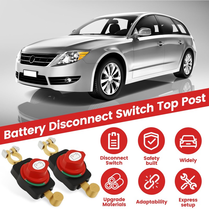 2PCS Battery Disconnect Switch Top Post, Battery Cut Off Switch