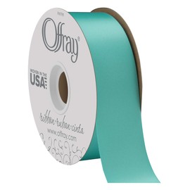 Offray Berwick 1.5" Wide Double Face Satin Ribbon, Navajo Turquoise Blue, 50 Yds