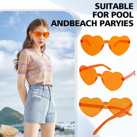 Heart Sunglasses, Heart Glasses, 4 Pairs Heart Shaped Sunglasses Bulk, Heart Shaped Glasses, Orange Heart Sunglasses, Heart Sunglasses for Women Men, Clear Heart Sunglasses Bachelorette Party