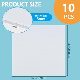BENECREAT 10 Sheets White Corrugated Plastic Sheets, 30x30cm Blank Yard Signs Poster Board for Offices Outdoor Garden, 3mm Thick