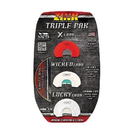 Zink Triple Pak Hand-Built Easy-to-Use Turkey Hunting Diaphragm Game Calls - X-Lady Call, Wicked Lady Call, Lucky Lady Call