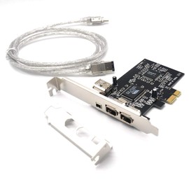 Pardarsey PCIe 3 Ports 1394A Firewire Expansion Card PCI Express (1x) to External IEEE 1394 Adapter Controller (2 x 6 Pin + 1 x 4 Pin) with Low Profile Bracket for Desktop PC and DV Port