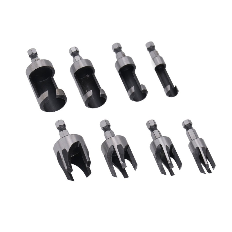 8PCS Set Wood Plug Cutter Drill Bit Hex Shank 4PCS