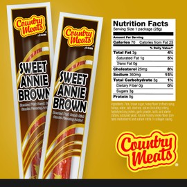 Country Meats, Meat Sticks, 0 Trans Fat, USDA Certified, Good Source of Protein, Carb Conscious Snack (24 Meat Sticks, Sweet Annie Brown)