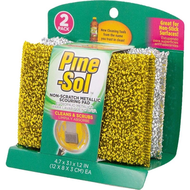 Pine-Sol Non-Scratch Scouring Pads – Pack of 2, Metallic Household