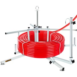 Heavy Duty PEX Pipe Decoiler, Multi-function Foldable pipe Dispenser, Under Floor Heating Pipe Decoiler for Steel Rope, Water Tube, Cable Uncoiler and Coil Feed