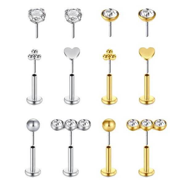 MODRSA Forward Helix Earrings Cartilage Earrings Tragus Piercing Jewelry Threadless