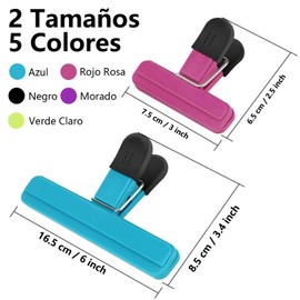 10 Piezas Clips para Bolsas de Alimentos, SHUUDAKOU Clips Grandes para Bolsas de Patatas Fritas, Clips Mejorados para Bolsas Abiertas y Anchas para Almacenamiento de Alimentos con Agarre Hermético