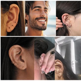 BeutiLakoko Nose Hoop Hypoallergenic Titanium Nose Rings for Women Men Septum Jewelry Hinged Cartilage Earring Hoop for Nostril Helix Tragus Daith Conch Lip Rings Rook Ear Lobe Piercings Gold/Silver 20G/8mm 18G/8/10mm (Golden nose ring, 20G8mm/18G8mm/10m