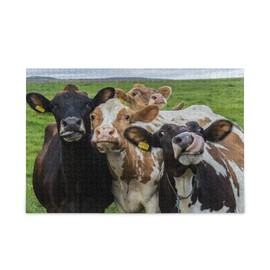1000 Piece Animal Funny Cows On Grass Jigsaw Puzzle Fun Game for Kids Adults Teens