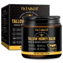 TKTALKER Beef Tallow for Skin,Beef Tallow for Face,Hydrating Tallow Balm with Raw Honey and Beeswax-Raw Batana Oil for Hair Growth
