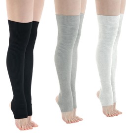SERICI Leg Warmers for Dance and Yoga | Leggings | Open Heal Dance Socks (3 Pack Mono)
