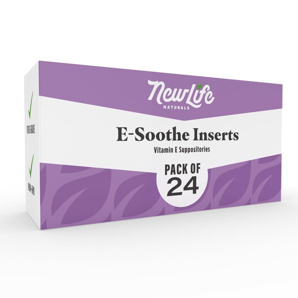 NewLife Naturals Vitamin E Suppositories 38IU - Vaginal Dryness Irritation Menopause Atrophy Relief - All Natural Estrogen Free Feminine Care - 24 Inserts