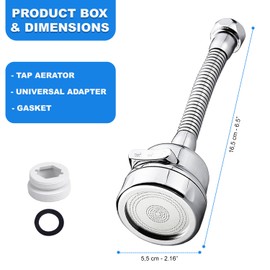 Aerators for taps, 3 modes with flexible hose, stainless steel jet regulator, tap aerator, tap aerator water tap replacement parts, water saving perlators