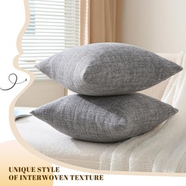 oecoel Fall Burlap Linen Throw Pillow Covers 20x20 Inch Super Soft Modern Farmhouse Pillow Case with Rustic Woven Textured, Decorative Cushion Covers for Sofa Livingroom, Set of 2, Darkgray