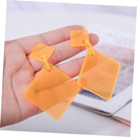 Ipetboom 4 Pairs Exaggerated Geometric Dangler Acrylic Earrings Yellow Orange Fashion Jewelry for Women Eye Catching Accessory for Work Parties Everyday Wear