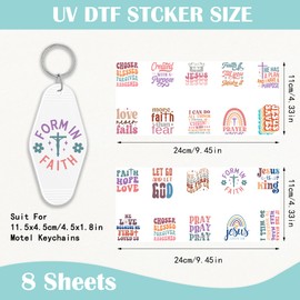 Azhieni UV DTF Keychain Decals, 80PCS Christain UV DTF Stickers for Motel Keychain, Bible Verse UV DTF Keychain Transfers Stickers Inspirational Waterproof UV DTF Decals for Hotel Keychain