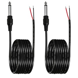 Zelphvt 2 Pack 6.35mm Male Plug to Bare Wire Open End TS 6 Feet 1/4 Speaker Cable 2 Pole Mono Male Speaker Cable, Amplifier Patch Audio Cord for DJ Application DIY Connector Repair