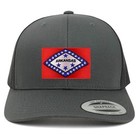 Armycrew Oversize XXL New Arkansas State Flag Patch Retro Trucker Mesh Cap - Charcoal