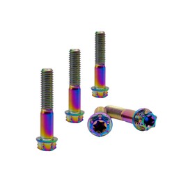 RISON-Titanium Titanium Screws M10 x 1.25 x 45 mm, Pack of 5 Flange Screws Torx Head Flange Screws Hex Screws Thread Screws GR5 Titanium Bolt Fixings for Motorcycles Bicycle Car