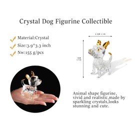 H&D HYALINE & DORA Crystal Dog Figurines Collection,Glass Ornament Animal Statue,Gold Painted Dog Paperweight Home Decoration
