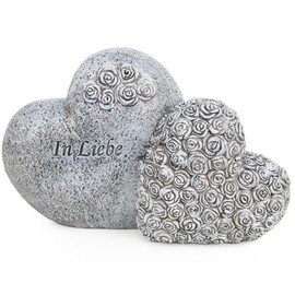 Logbuch-Verlag Grave Decoration Two Connected Hearts with Inscription In Love Mourning Graveyard Grave Ornament 20 x 8 x 13 cm