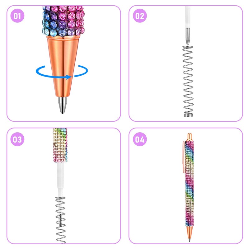Sibba 4 Pcs Rhinestone Sparkle Pen Ballpoint Bling Crystal Diamond