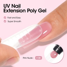 Gellen Poly Gel Builder Nail Gel for Nail Extension Nail Strengthener, 60 g 08 Pink Nude Nails Enhancement Thickening Long-lasting Nail Art Design for Easy DIY at Home Salon Manicure Technician