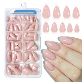 Lifextol 120pc Pink Almond Press on Nails Short Fake Nails Press ons for Women Acrylic Nails Press on Nails&Glue Tabs, Short Pink Press on Nails Almond False Nail Tip Stick on Artificial Fingernail