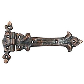 Adonai Hardware "Adonijah" Antique Cast Iron Strap T Hinge (7.9" x 2 Pack, Antique Copper) for Barn Doors, Gates, Kitchen Cabinets, Sheds, Wooden Box, Furniture, Cedar Chest and Trunks