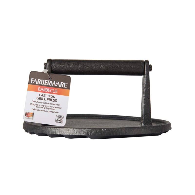 Farberware Barbecue Cast Iron Grill Press, 7-Inch, Black