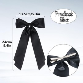 6Pcs Hair Bows for Women, Hair Ribbon Bow Hair Clips with Long Tail Solid Color Hair Bow Clips Hair Accessories for Women Girls(6 Colors-02)